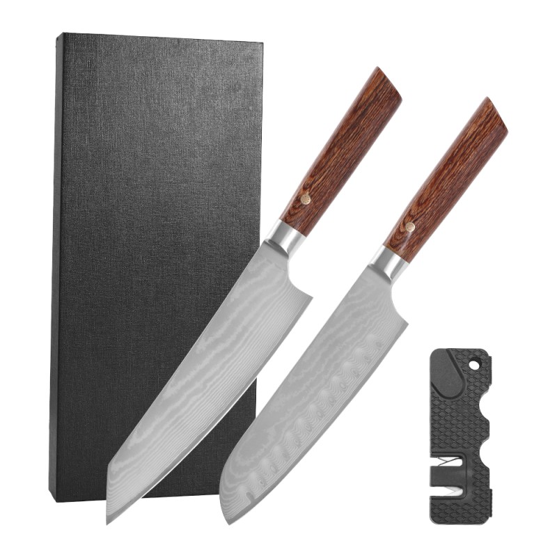 Damascus Knife Set Factory - OEM 5 Pcs Wooden Handle