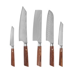 Damascus Knife Set Factory - OEM 5 Pcs Wooden Handle