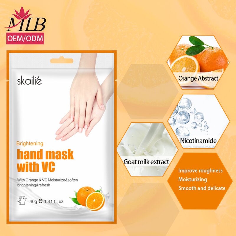 Orange VC Hand Mask Factory - OEM Whitening Nourishing Vitamin Gloves