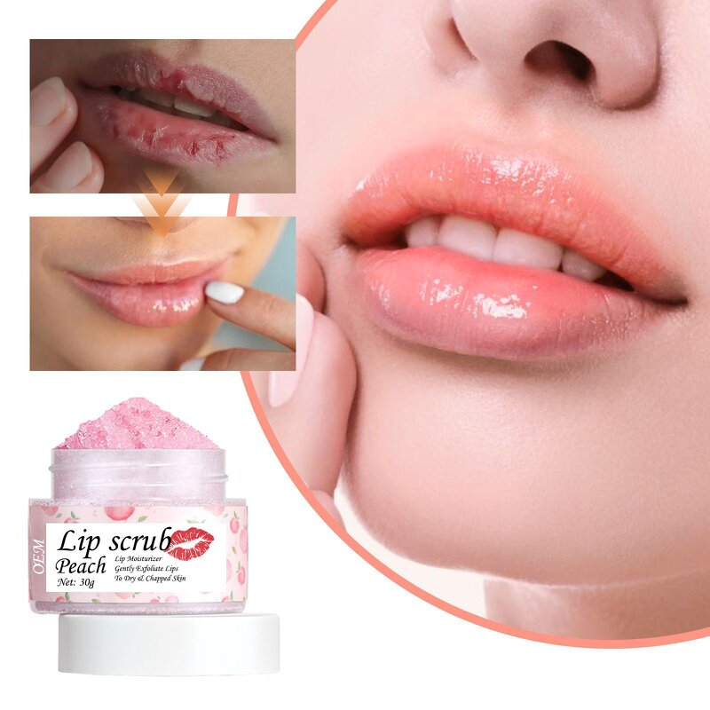 Lip Scrub Supplier - Private Label Organic Peach Natural Exfoliating Pink Cream
