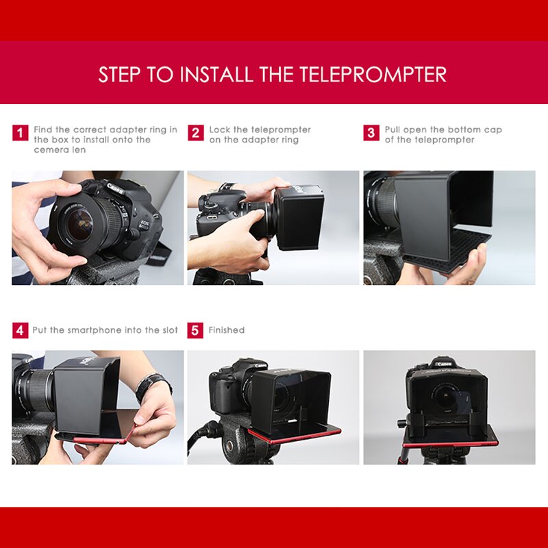 Smartphone Teleprompter Manufacturer - OEM for DSLR Camera Youtube Interview