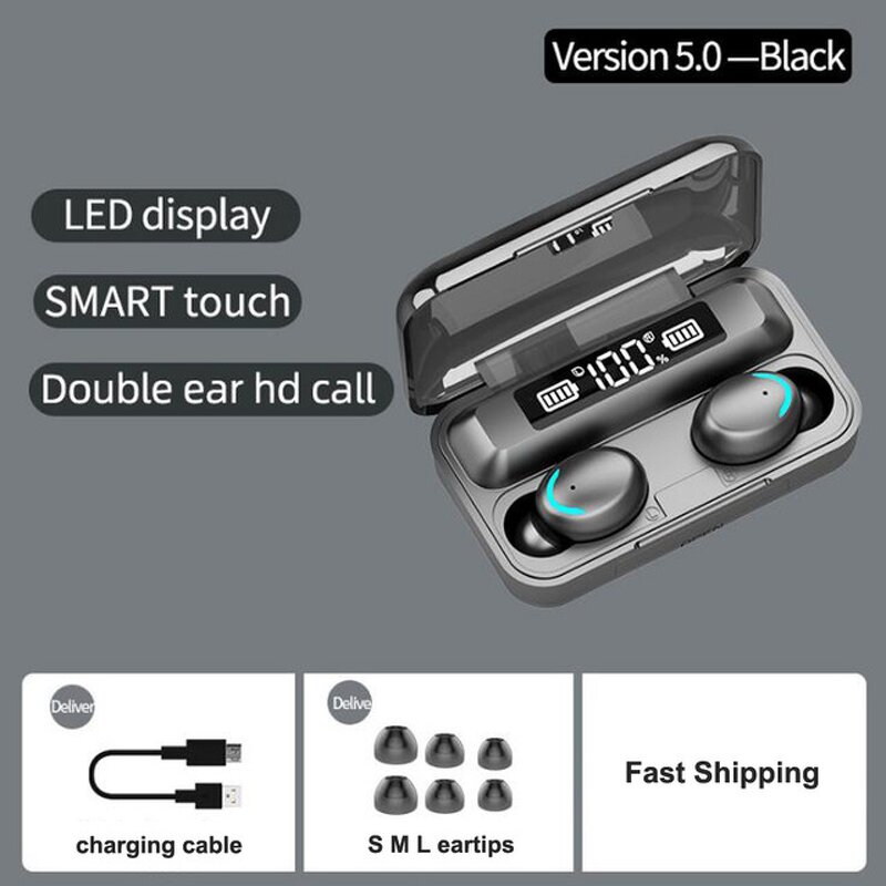 Gaming Earbuds Manufacturer - OEM F9-5 LED Display BT 5.0 IPX7 Wireless Headset