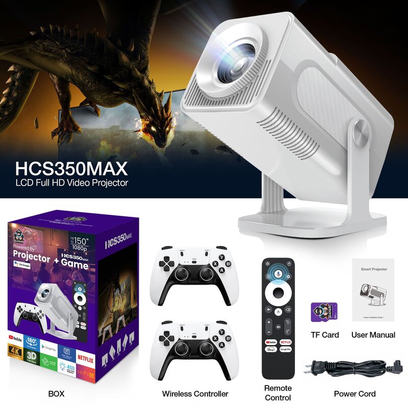 Gaming Projector Manufacturer - OEM L HCS350 Max 150 Lumens Android 64GB 10000 Games
