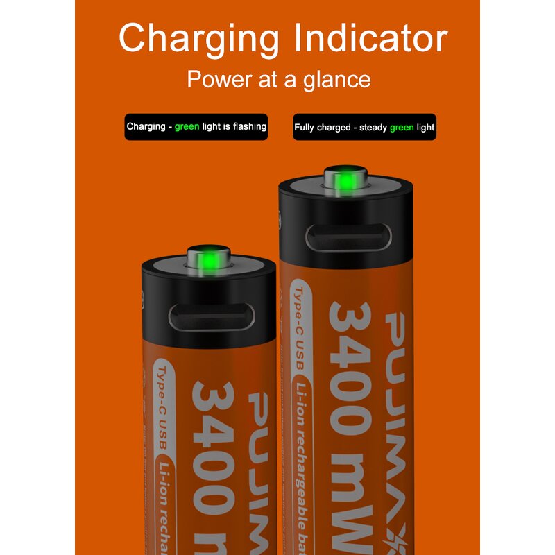 Rechargeable Battery Manufacturer - OEM 1.5V Type C Lithium AA 3400mwh USB C Charger