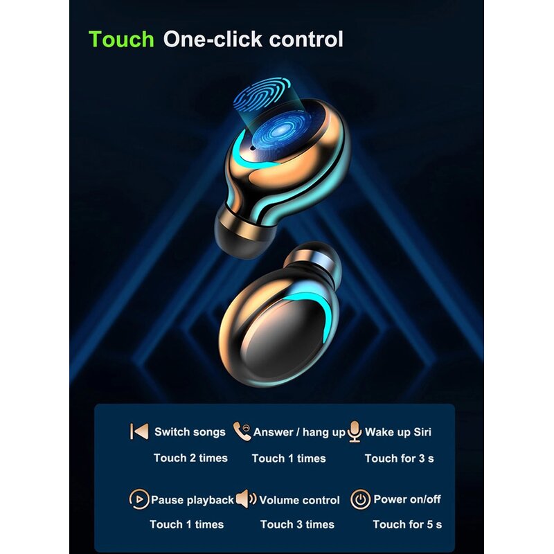 Gaming Earbuds Manufacturer - OEM F9-5 LED Display BT 5.0 IPX7 Wireless Headset