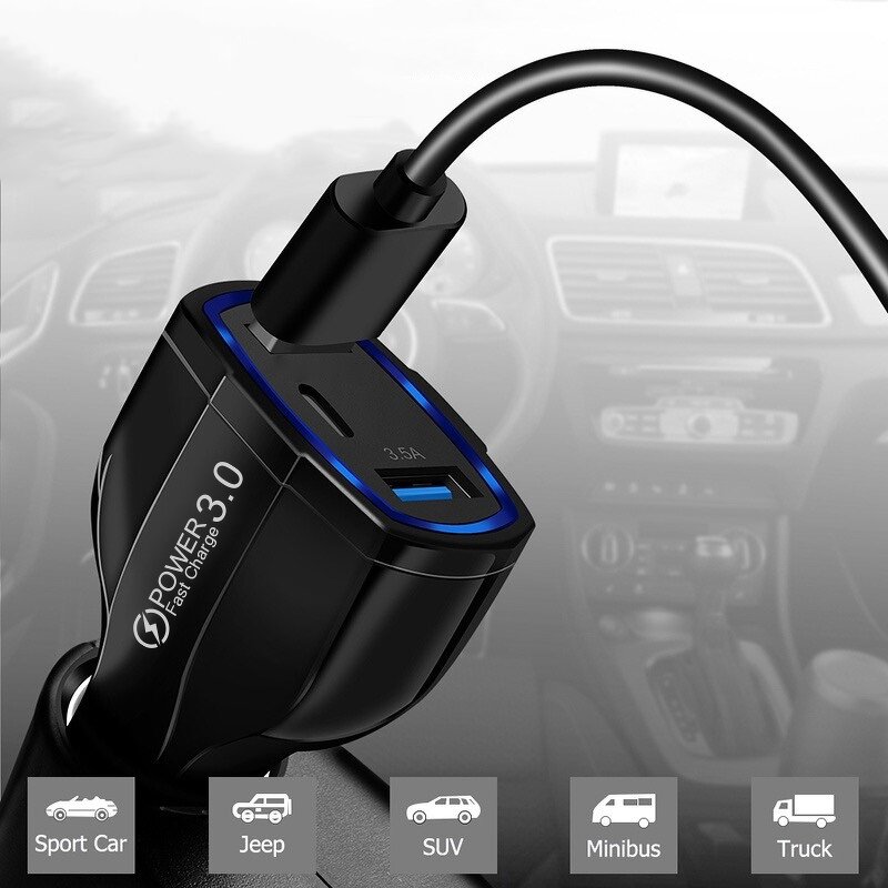 Car Charger Manufacturer - OEM 35W 5V/7A 3 Port USB Type C QC3.0 for iPhone