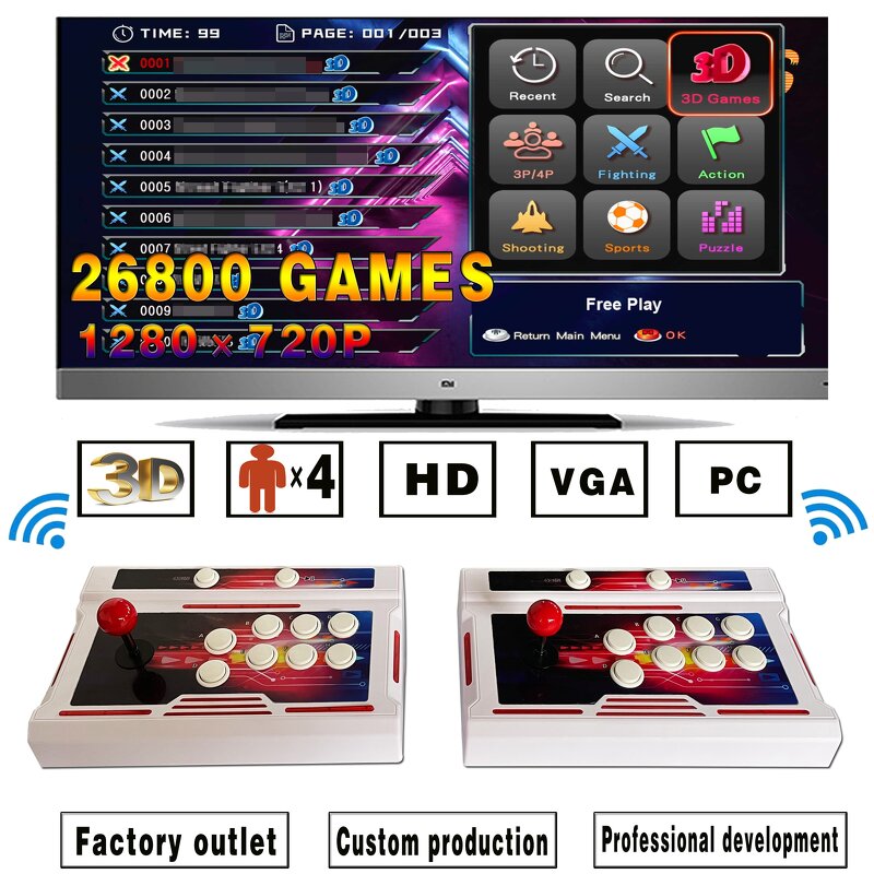 Pandora Arcade Console Manufacturer - OEM 26800 in 1 HD 3D Wireless Controller