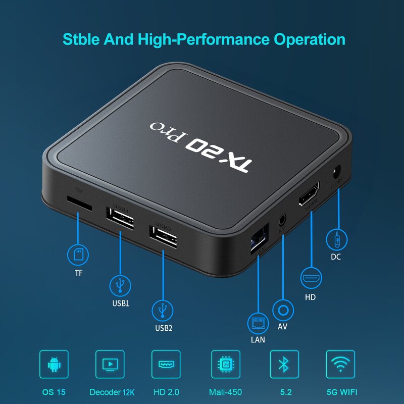 TV Box Manufacturer - OEM Custom 16GB 256GB Android 15 TX20 Pro Allwinner H313 4K