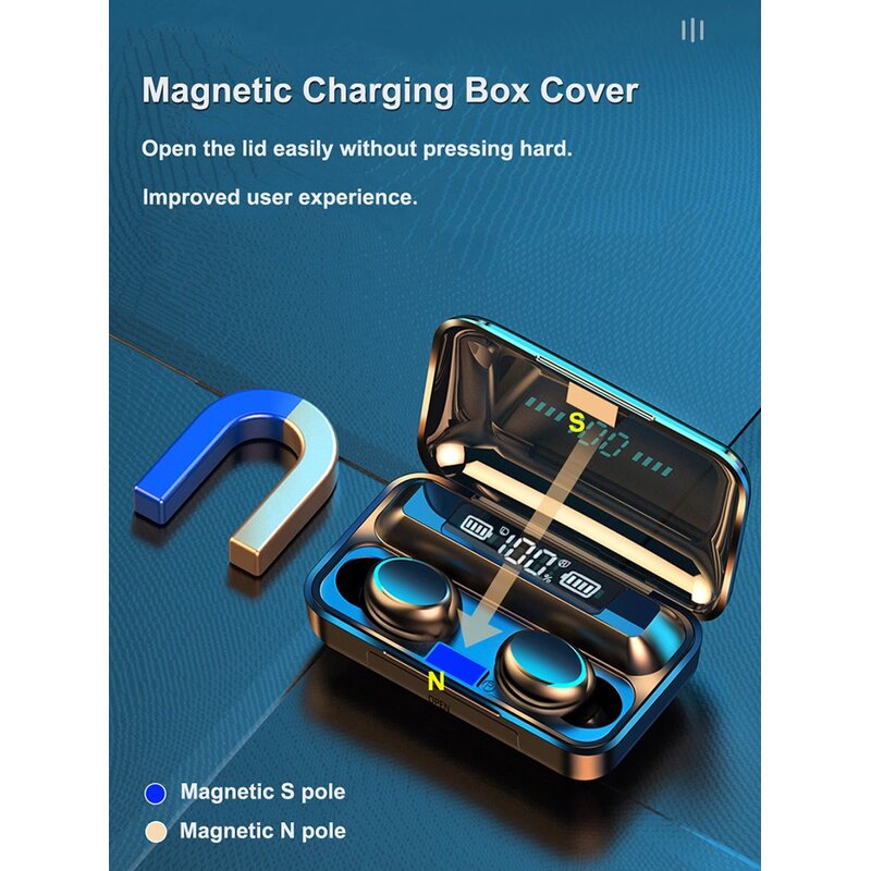 Gaming Earbuds Manufacturer - OEM F9-5 LED Display BT 5.0 IPX7 Wireless Headset