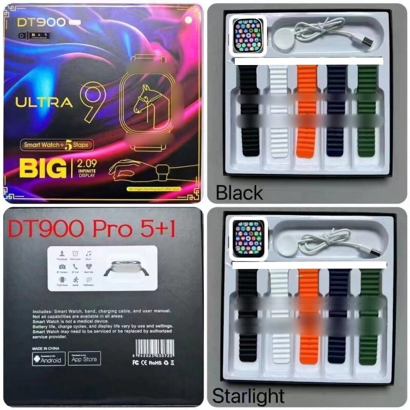 Smart Watch Manufacturer - OEM Dt900 Pro Reloj with 7 Bracelets Montre Intelligente