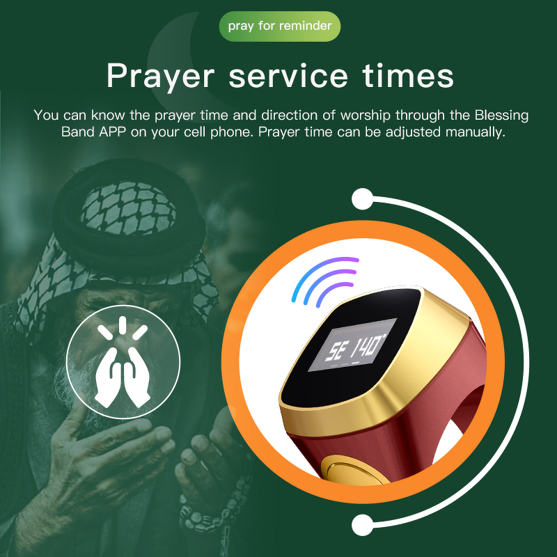 Smart Prayer Ring Manufacturer - OEM R100 for Arab Worship Count Point to Mecca