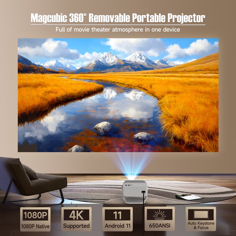 Smart Projector Manufacturer - OEM Magcubic 650ANSI 4K Auto Focus Android11 WIFI6