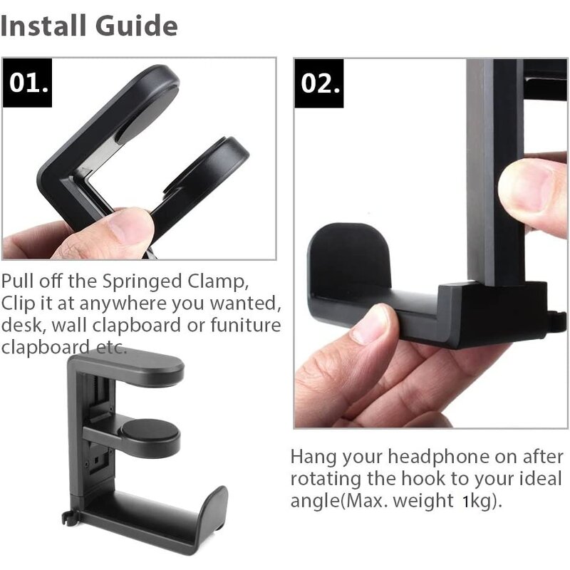 Headphone Hanger Manufacturer - OEM Adjustable Black Aluminum Under Desk Holder for PS5