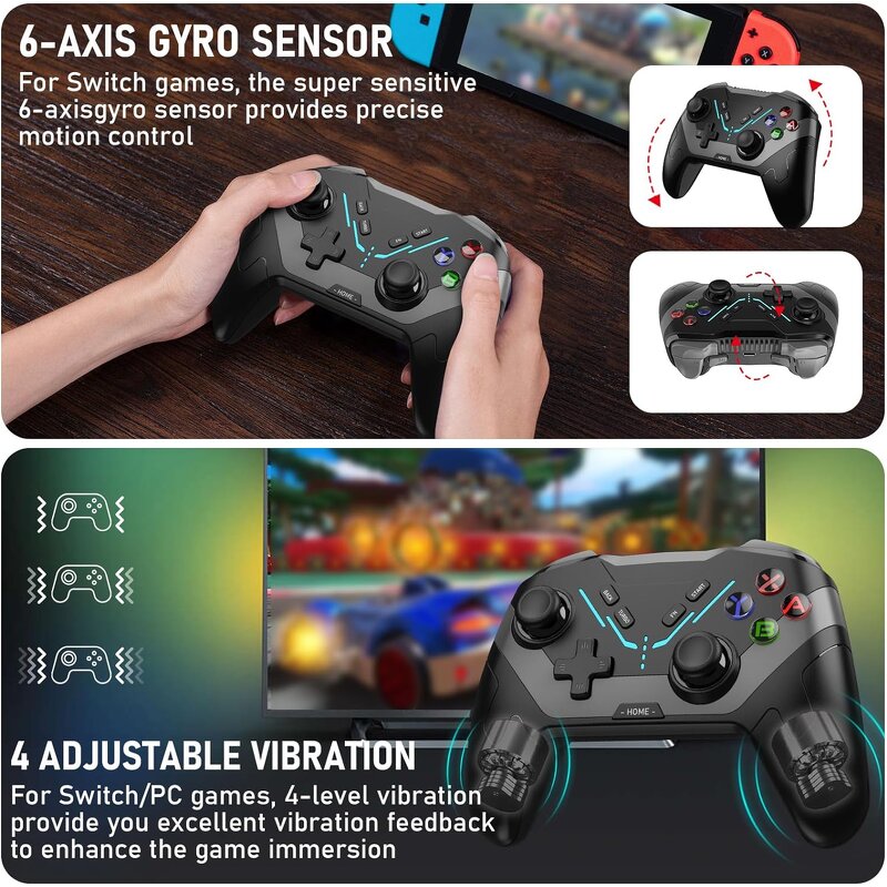Switch Pro Controller Manufacturer - OEM Wireless with LED Light Vibration Turbo Wake up