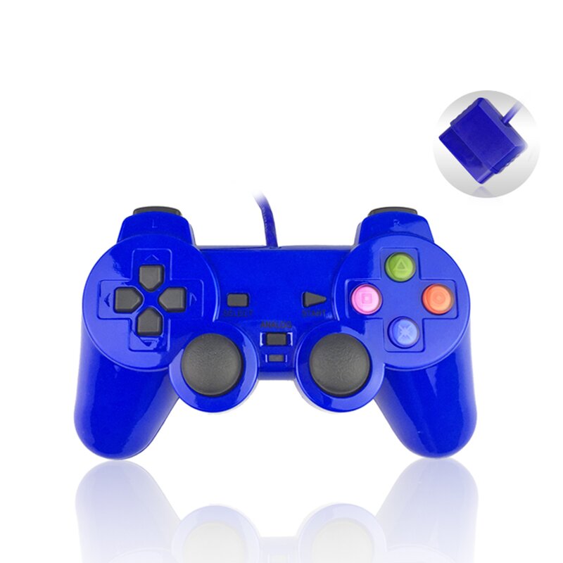 Wired Joystick Manufacturer - OEM Classic Varnish Blue Joypad for PS2 Controller