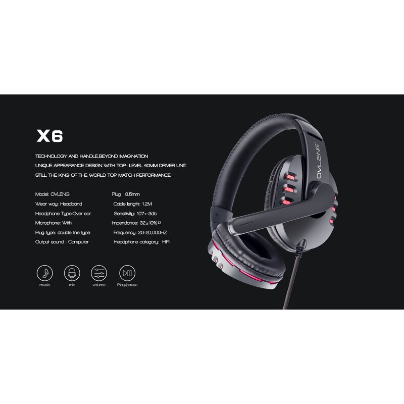 Gaming Headset Manufacturer - OEM with Mic Dual 3.5mm Jack OV-X6 for PC