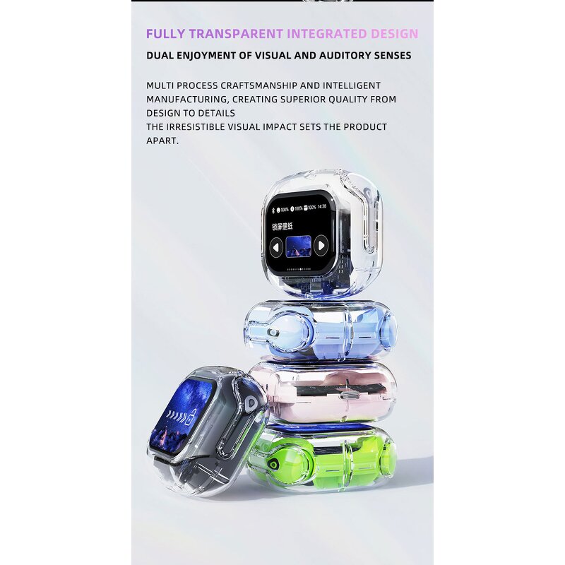 Bluetooth Headset Manufacturer - Transparent TWS Earphones Digital Display OEM