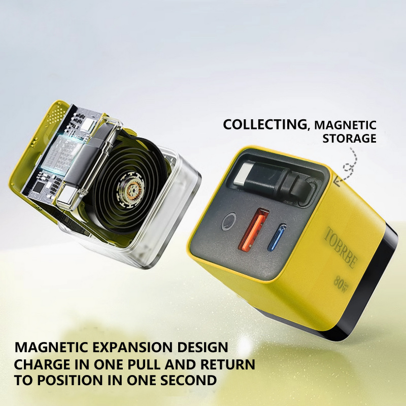 PD Charger Factory - Retractable Cable Multi-Port GaN Charger Custom