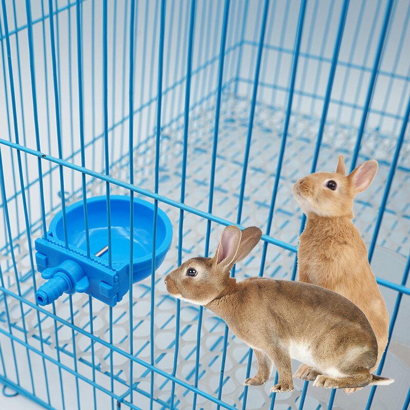 Rabbit Water Cup Manufacturer - OEM Automatic Nipple Blue Color Plastic Drinking Bowl