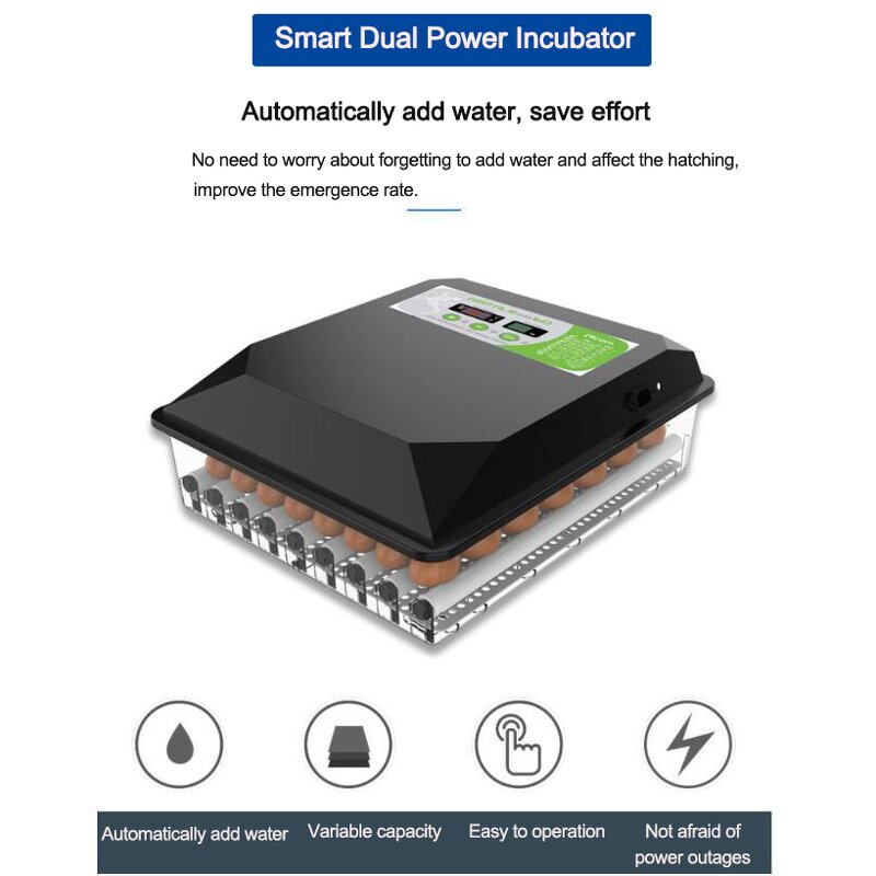 Egg Incubator Manufacturer - OEM Mini Dual Power 64 Eggs for Poultry Brooder