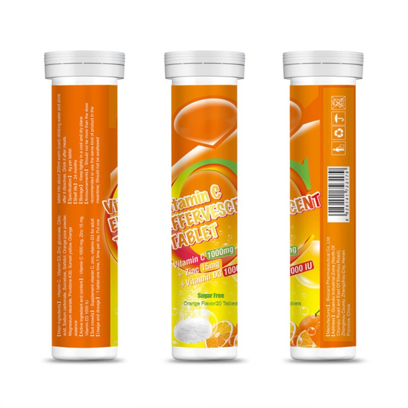 Vitamin C Tablet Manufacturer - OEM Sugar Free 1000mg D3 Effervescent