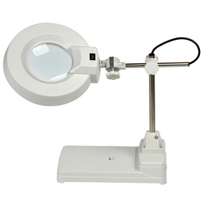 Magnifying Glass Manufacturer - OEM Lighted White Glass 10X Desktop LED Lifting