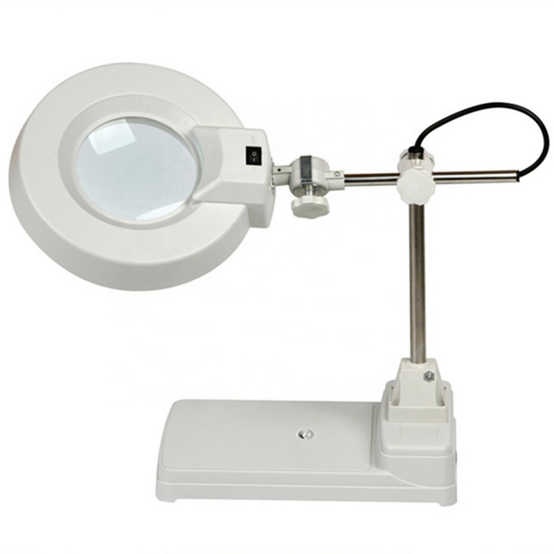 Magnifying Glass Manufacturer - OEM Lighted White Glass 10X Desktop LED Lifting