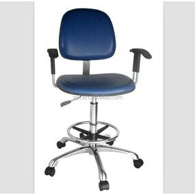 ESD Chair Manufacturer - OEM Black PU Leather for Cleanroom Adjustable Footrest