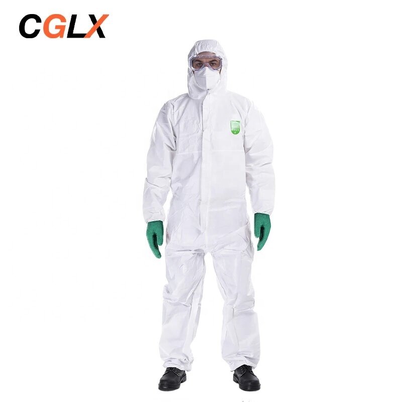 Safety Coveralls Manufacturer - OEM CGLX Blocks Liquid Splashes White Nonwoven for Lab