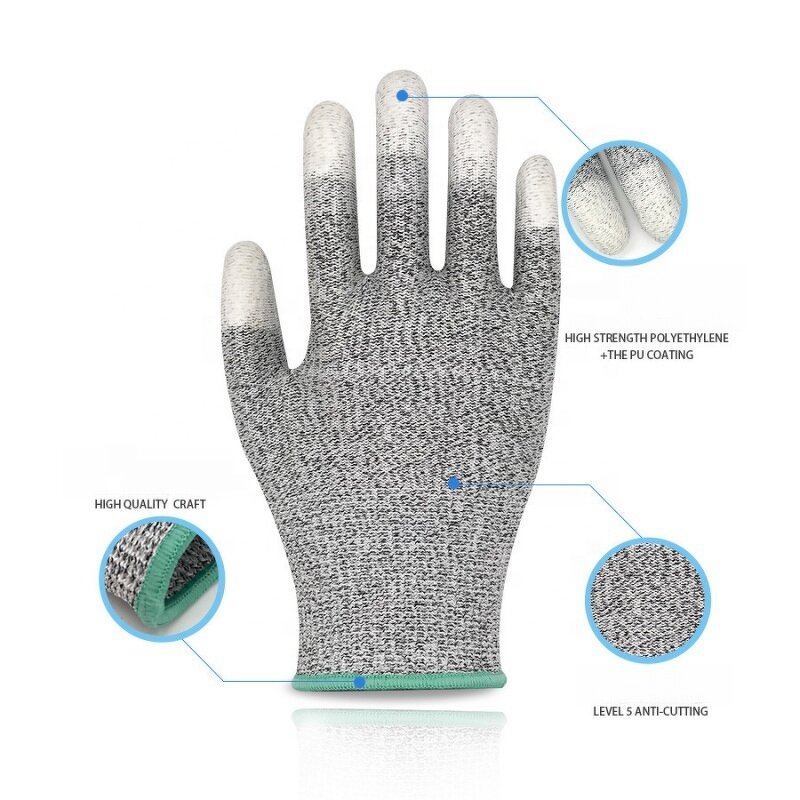 Anti-cutting Gloves Manufacturer - OEM CGLX HPPE 5 Anti-slip Wear-resistant PU Finger-coated