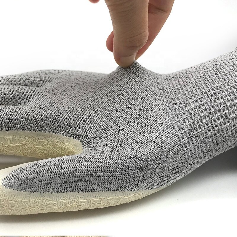 Anti-cutting Gloves Manufacturer - OEM CGLX Custom White Grade 5 HPPE Latex Coated Palm