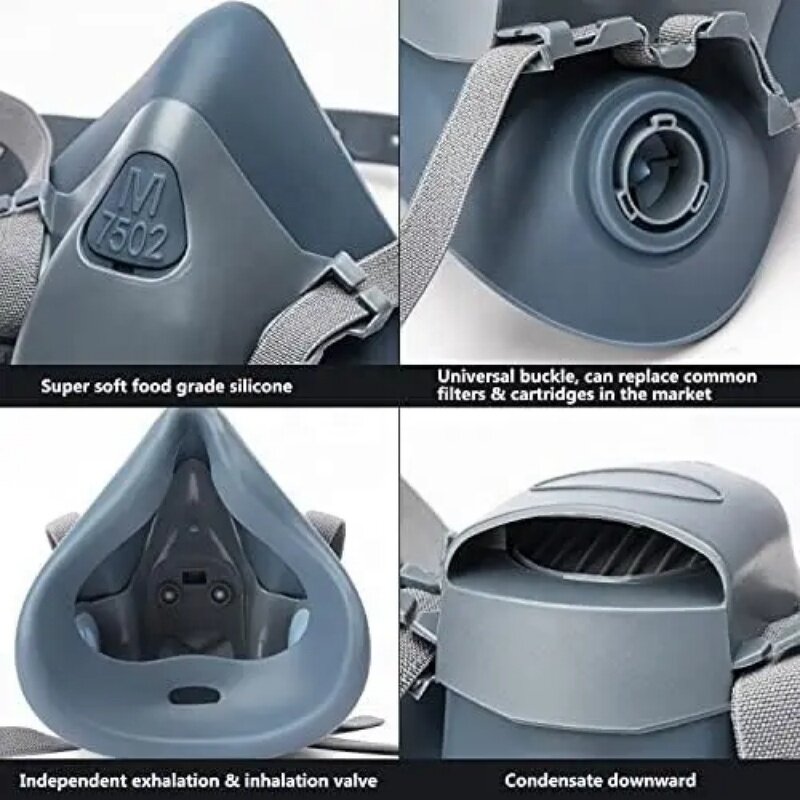 Gas Respirator Manufacturer - OEM Premium Reusable Silicone Half Mask with Cartridges