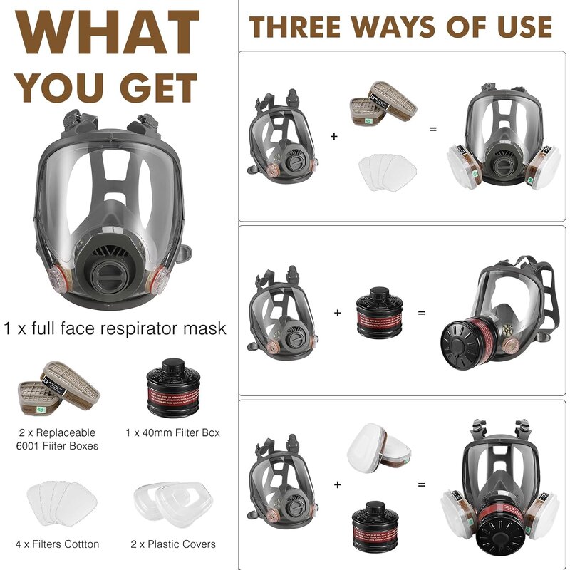 Gas Mask Manufacturer - OEM 6800 Full Face Silicone with Activated Carbon Filters