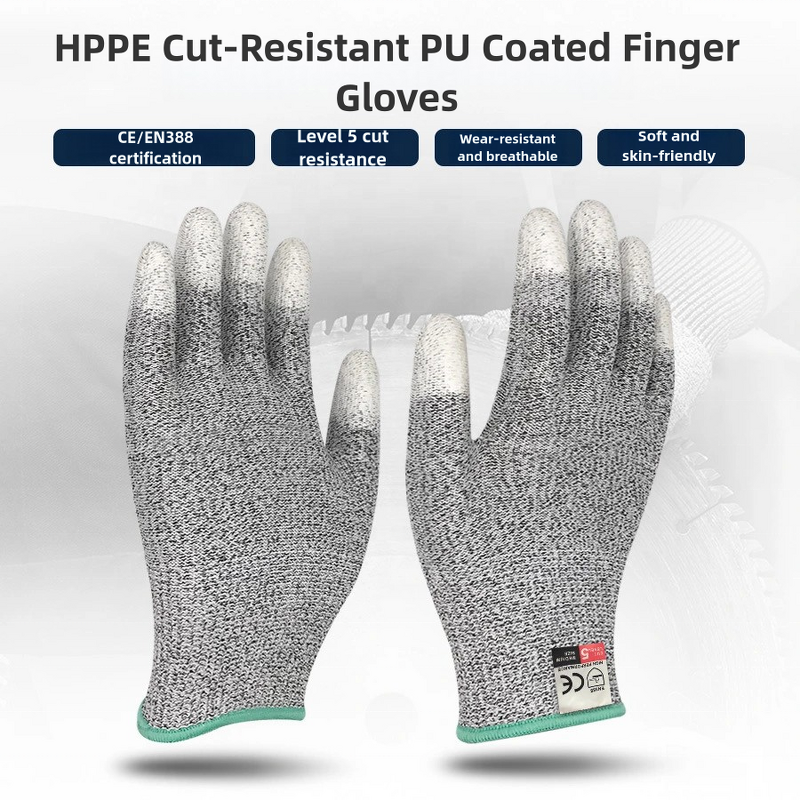 Anti-cutting Gloves Manufacturer - OEM CGLX HPPE 5 Anti-slip Wear-resistant PU Finger-coated
