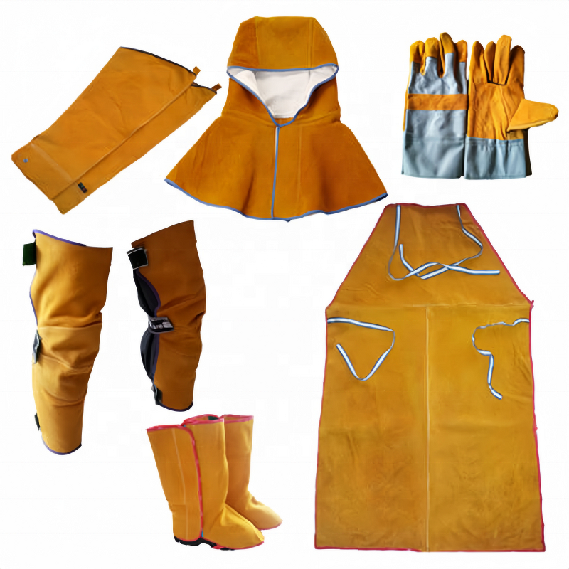 PPE Kit Manufacturer - OEM Leather Welding Suit with Helmet Mask Gloves