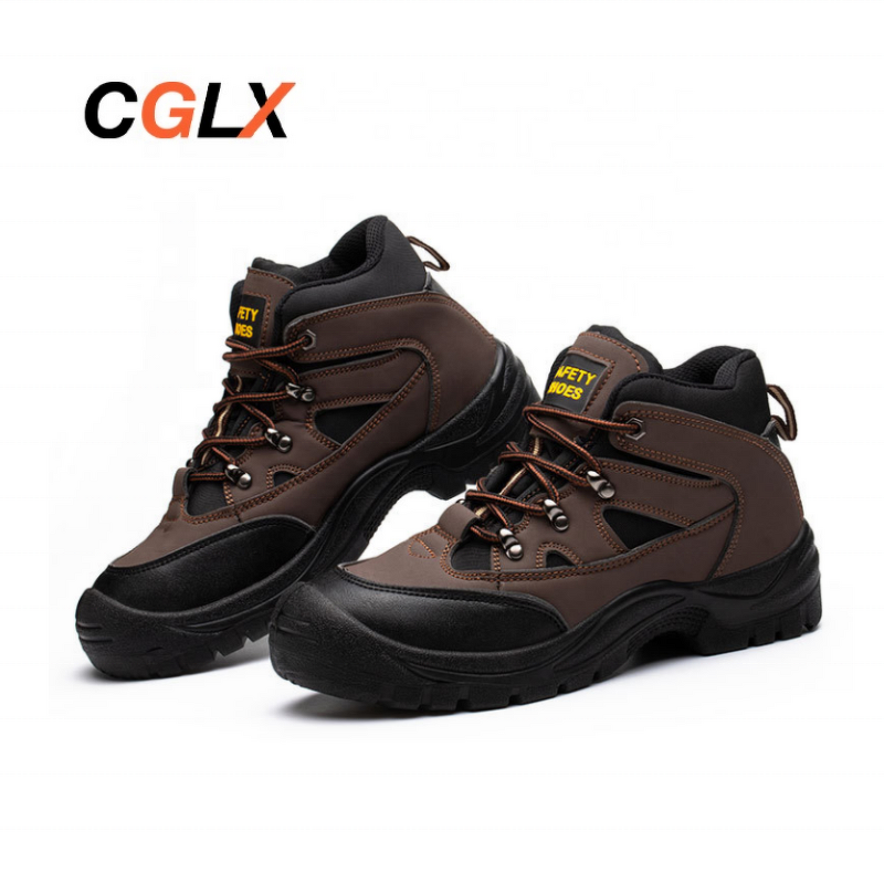 Heat-resistant Safety Shoes Manufacturer - OEM CGLX Leather Lightweight Men Brown Middle Cut