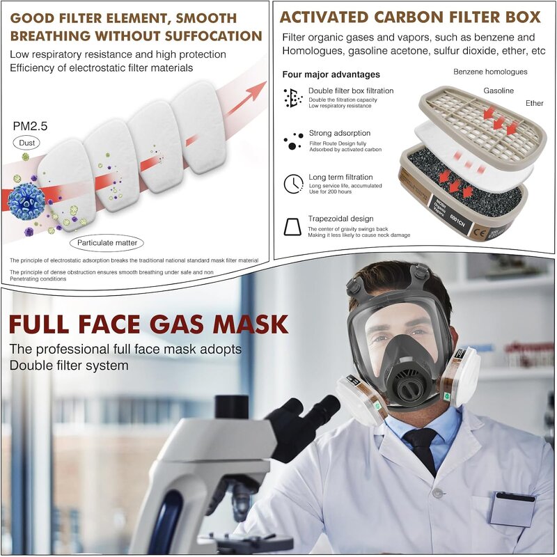 Gas Mask Manufacturer - OEM 6800 Full Face Silicone with Activated Carbon Filters