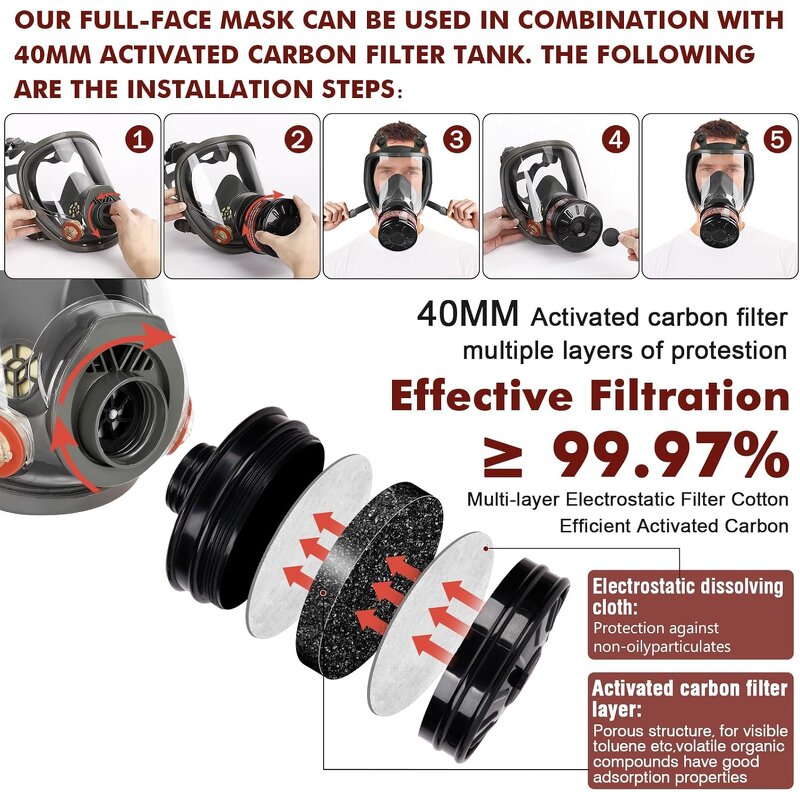Gas Mask Manufacturer - OEM 6800 Full Face Silicone with Activated Carbon Filters