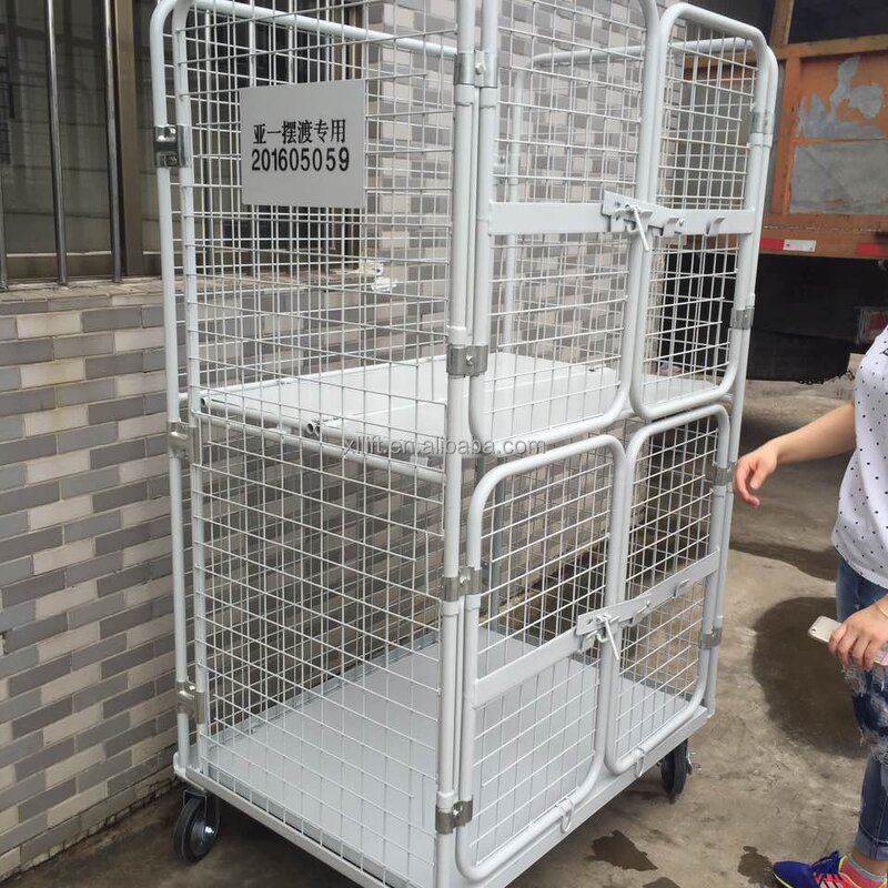 Cargo Rolling Cage Manufacturer - 2 Doors Demountable Pallet Cage