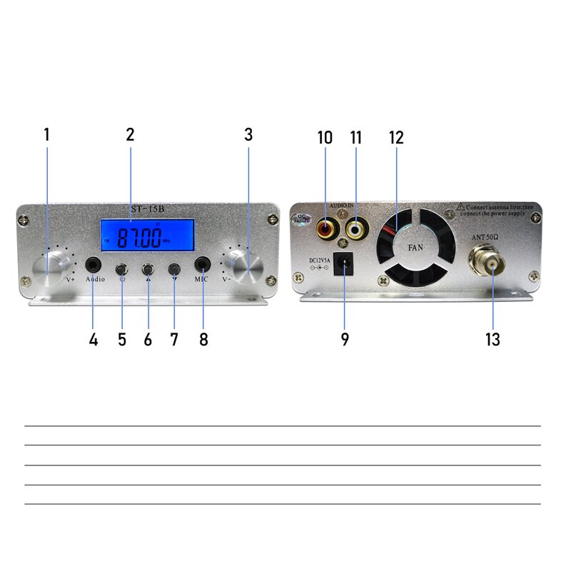 FM Transmitter Manufacturer - OEM 3km Long Range 15W Broadcast 87MHz-108MHz