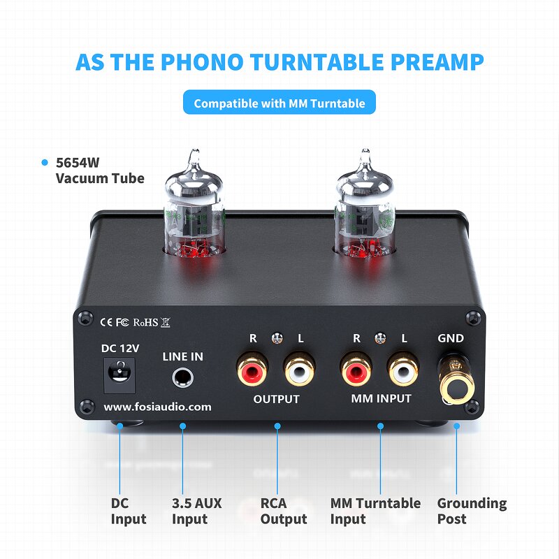 Phono Preamp Manufacturer - OEM Fosi Audio with 5654W Vacuum Tube Amplifier X4