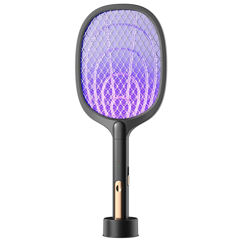 Electric Mosquito Racket Manufacturer - OEM 3000V Black with Purple Killer Lamp