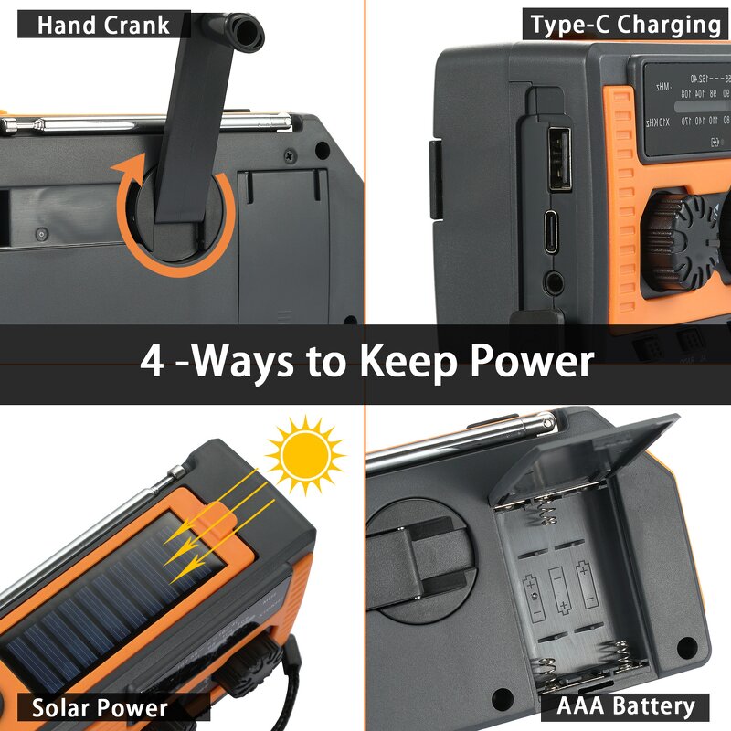 Emergency Radio Power Bank Manufacturer - OEM Solar Hand Crank AM FM NOAA 5000mAh