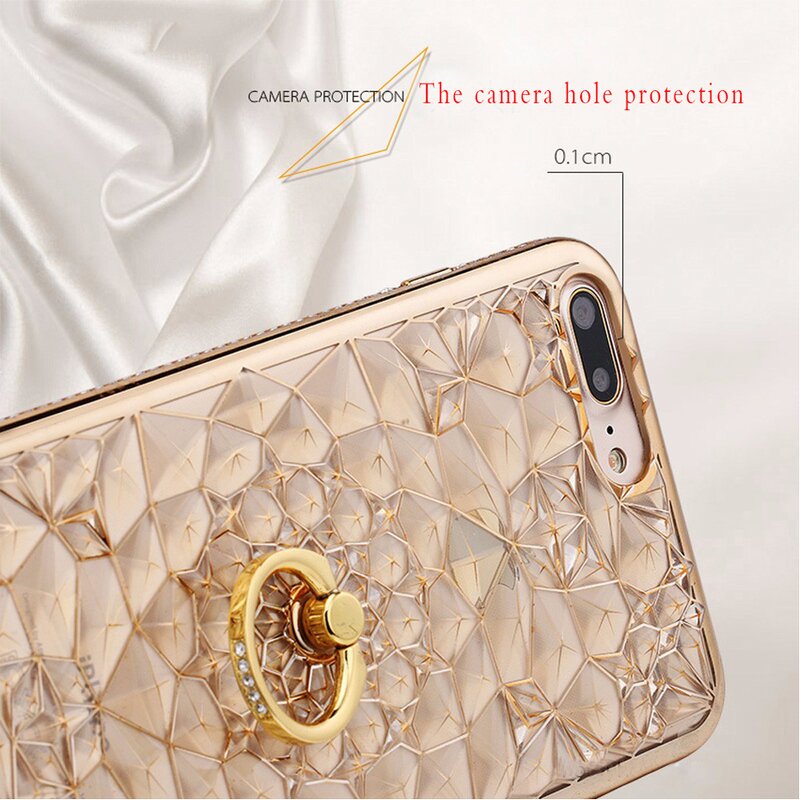 Phone Case Manufacturer - OEM 3D Gold Glitter Luxury Silicone for iPhone 7 8