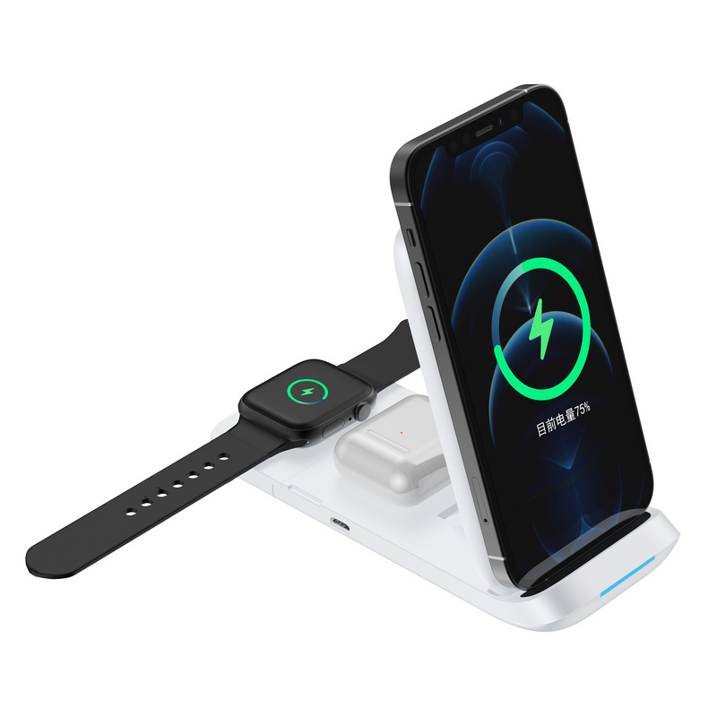 Wireless Charger Stand Manufacturer - OEM Foldable Led 10W 3 Fast Dock 4 in 1