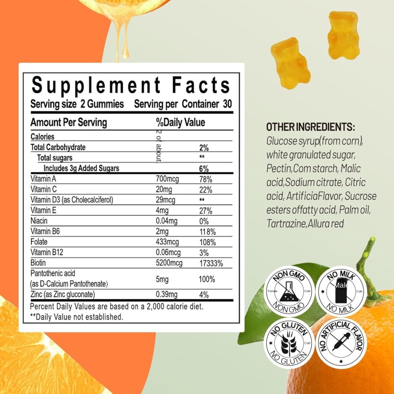 Multivitamin Gummies Factory - OEM Biotin Zinc Citrus Adult Daily