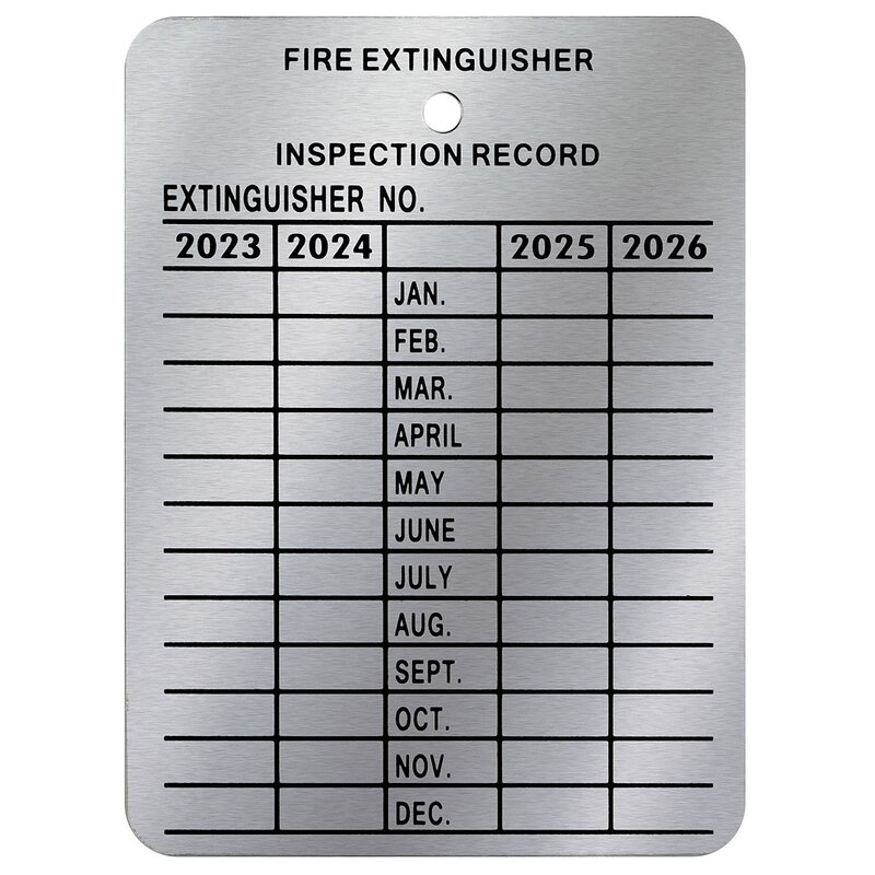 Fire Extinguisher Tag Manufacturer - OEM Heavy Duty Metal 4 Year Monthly Inspection