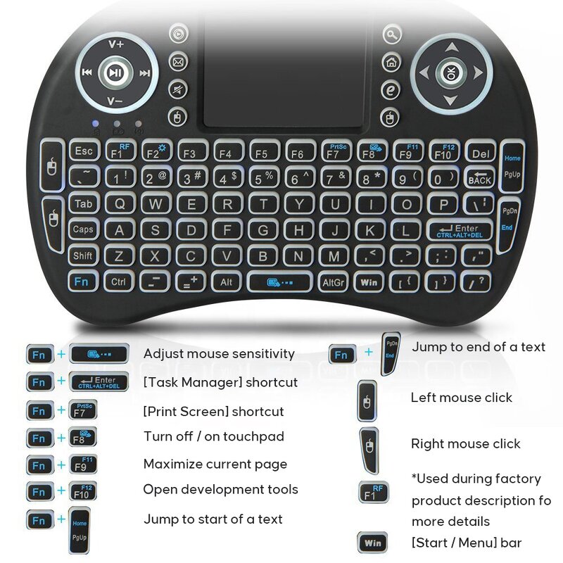 Mini Wireless Keyboard Factory - Hot Selling I8 2.4GHz with Touchpad