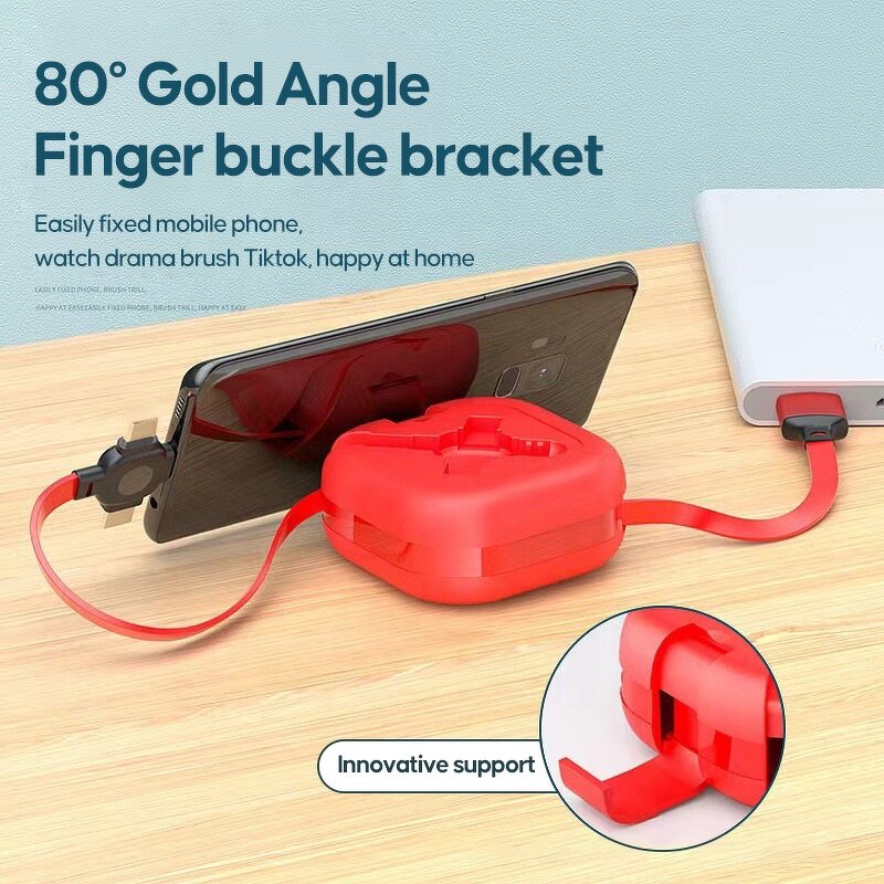 Data Cable Factory - New Design 4 in 1 5A Fast Charger Retractable Cable