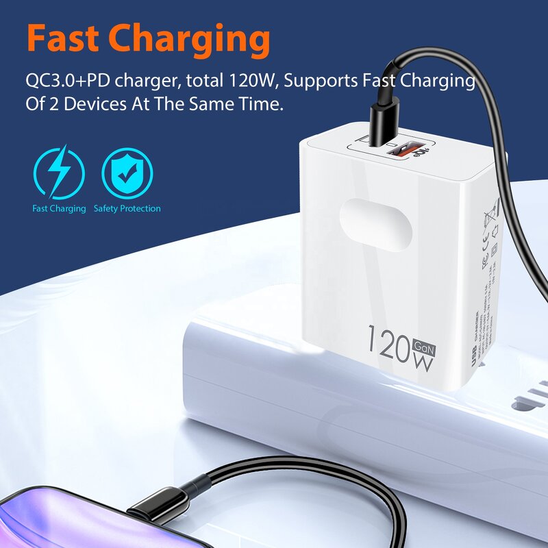 GaN Charger Manufacturer - Hot Sell 120W PD+USB Multi-port Fast